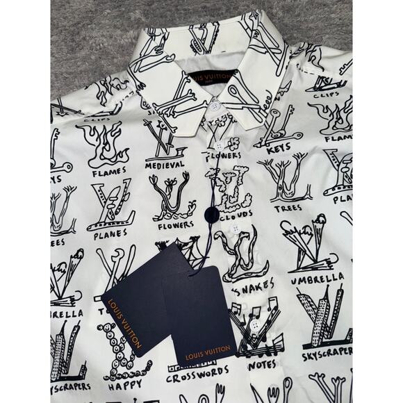 Louis Vuitton Placed Graphic Regular Long Sleeve Monogram Button Up Down Shirt M - Picture 4 of 15